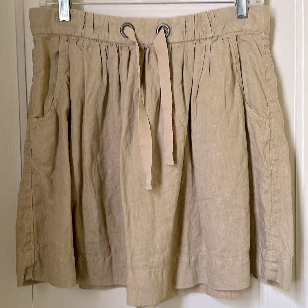 J Crew Linen Drawstring Mini Skirt Size 4 Pockets